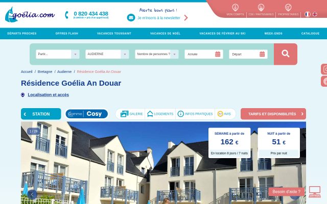Aperçu du site Résidence Goélia An Douar