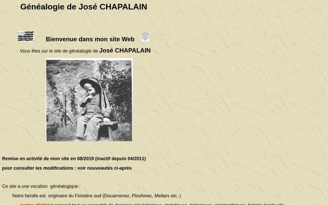 Aperçu du site Génélogie de José Chapalain