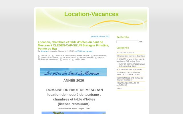 Aperçu du site Cleden-Cap-Sizun, location vacances