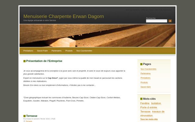 Aperçu du site Menuiserie Charpente Erwan Dagorn