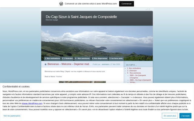 Aperçu du site Du Cap Sizun à Saint-Jacques-de-Compostelle.
