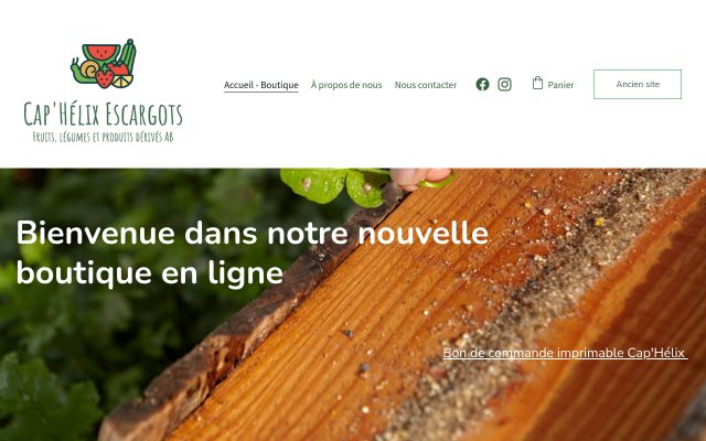Aperçu du site Cap'Hélix Escargots