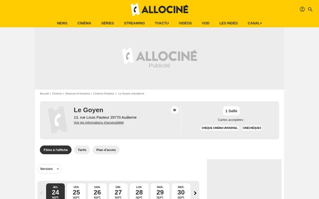 Aperçu du site Cinéma le Goyen