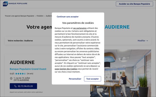 Aperçu du site Banque Populaire