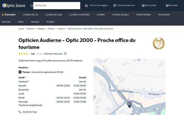 Aperçu du site Optic 2000