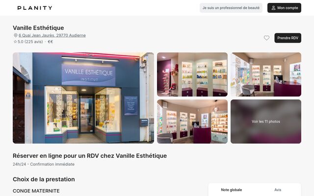 Aperçu du site Vanille esthétique