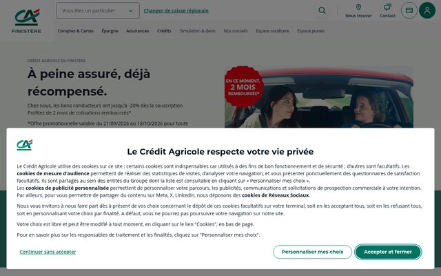 Aperçu du site Crédit Agricole