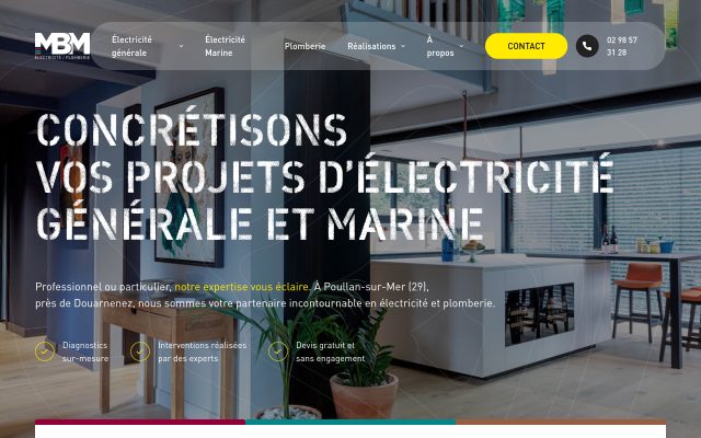Aperçu du site MBM Electricité & Poënot Electronique Marine