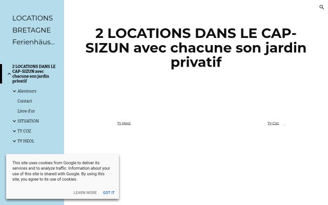 Aperçu du site Gite en Cap-Sizun